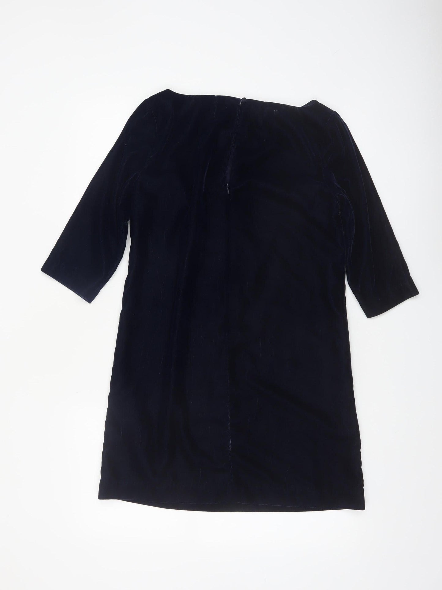 Banana Republic Women Blue Petite 2 Velvet Shift Knee Length Dress