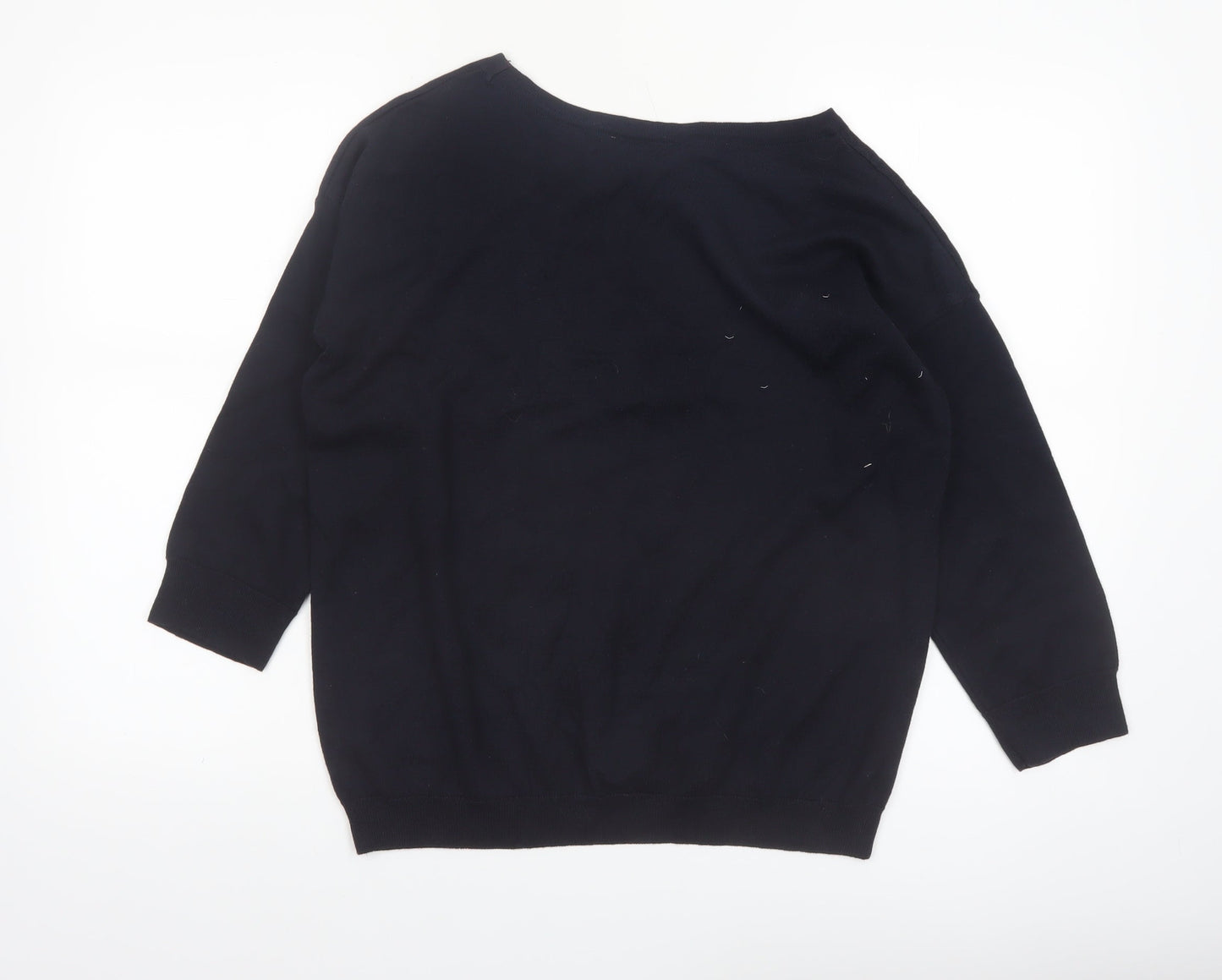 Wallis Women Black 'C'est La Vie' Knit Jumper M 3/4 Sleeve