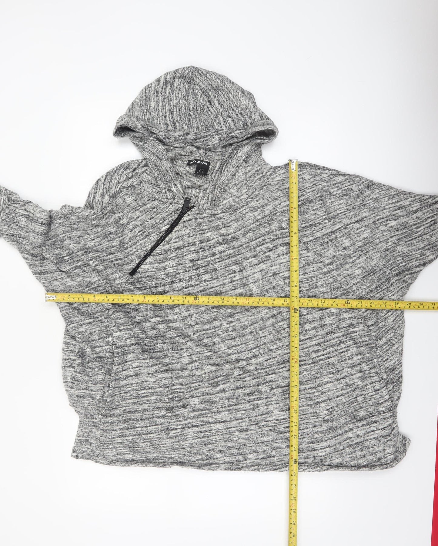 DKNY Jeans Womens Grey 1/4 Zip Hooded Pullover Cotton Sweatshirt XS