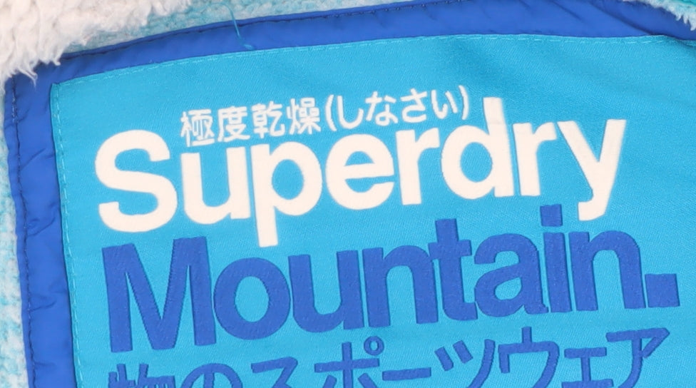 Superdry Womens Blue Full Zip Hoodie XS Fleece Lined Casual