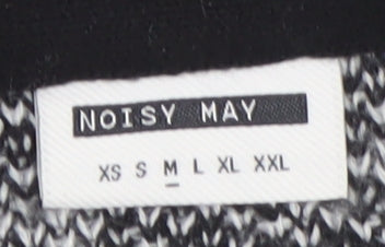 Noisy May Women’s Black Check Cardigan Size M V-Neck Knit