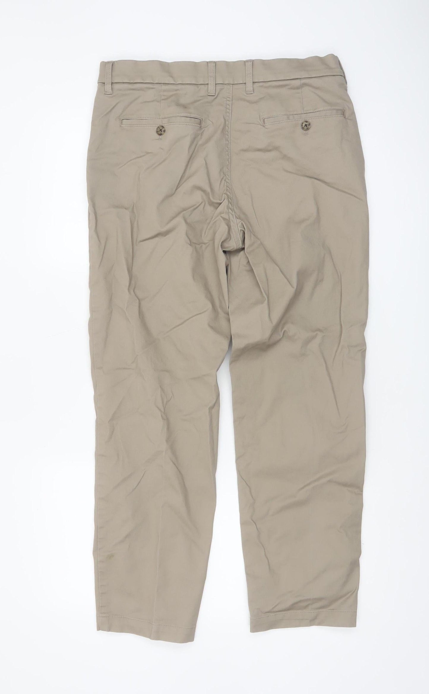 Marks and Spencer Men Beige Chino Trousers 32W 29L Regular Fit