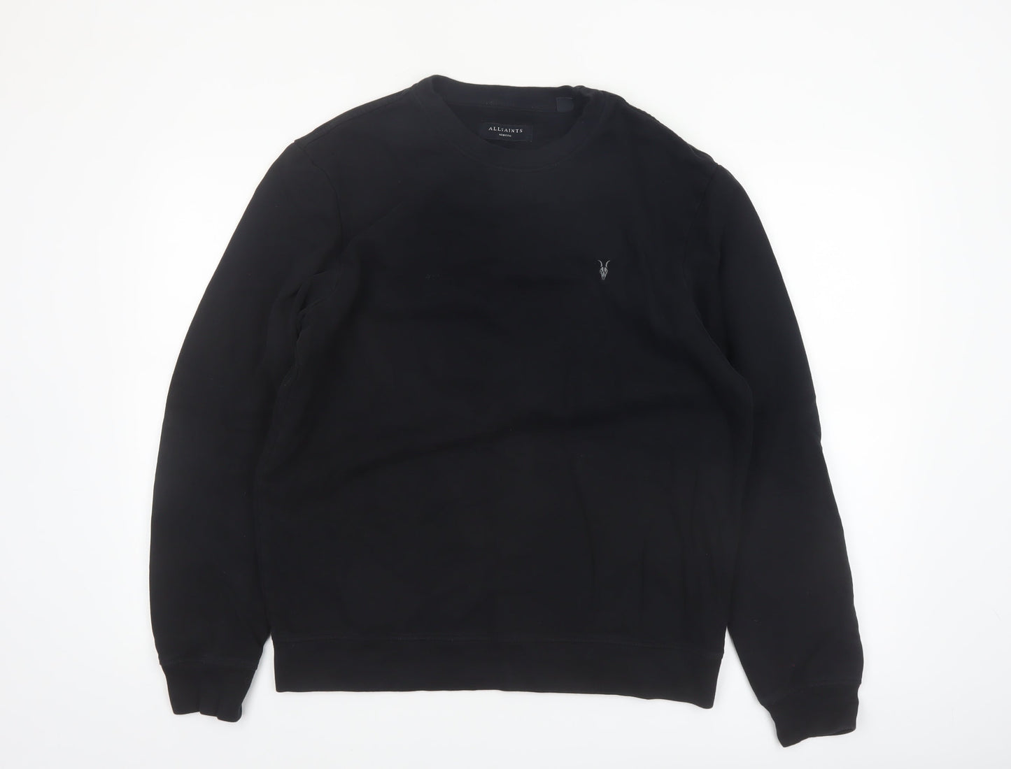 AllSaints Men's Black Cotton Crew Neck Sweatshirt Medium