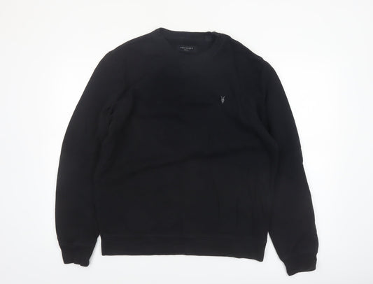 AllSaints Men's Black Cotton Crew Neck Sweatshirt Medium