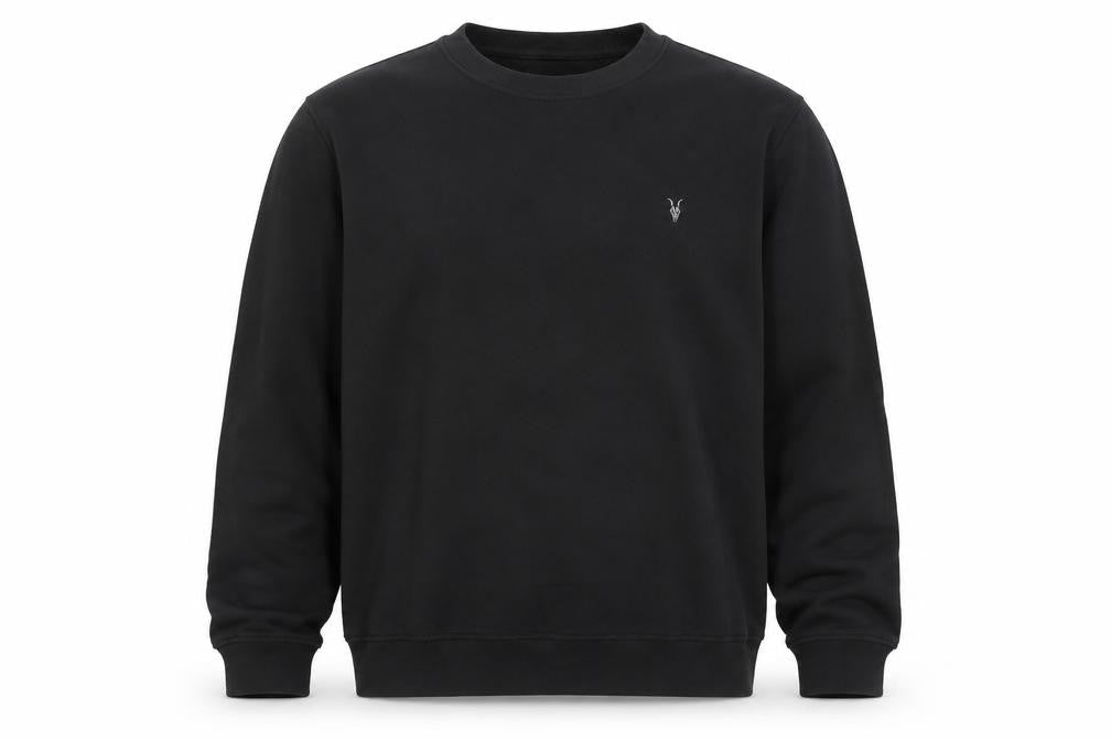 AllSaints Men's Black Cotton Crew Neck Sweatshirt Medium
