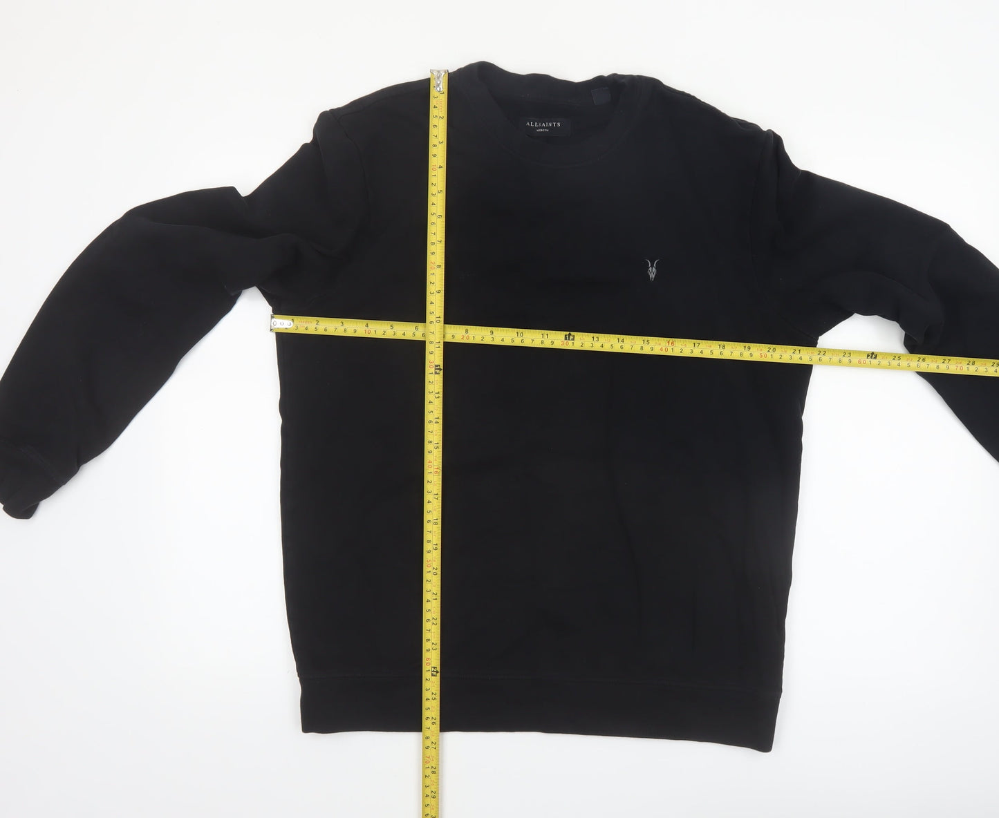 AllSaints Men's Black Cotton Crew Neck Sweatshirt Medium