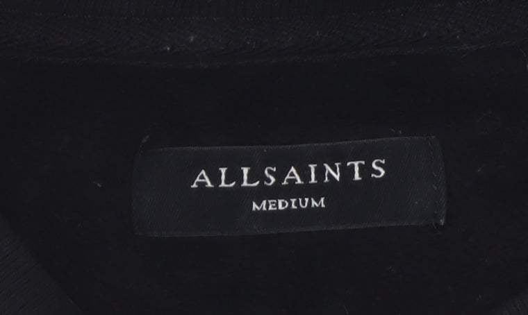 AllSaints Men's Black Cotton Crew Neck Sweatshirt Medium