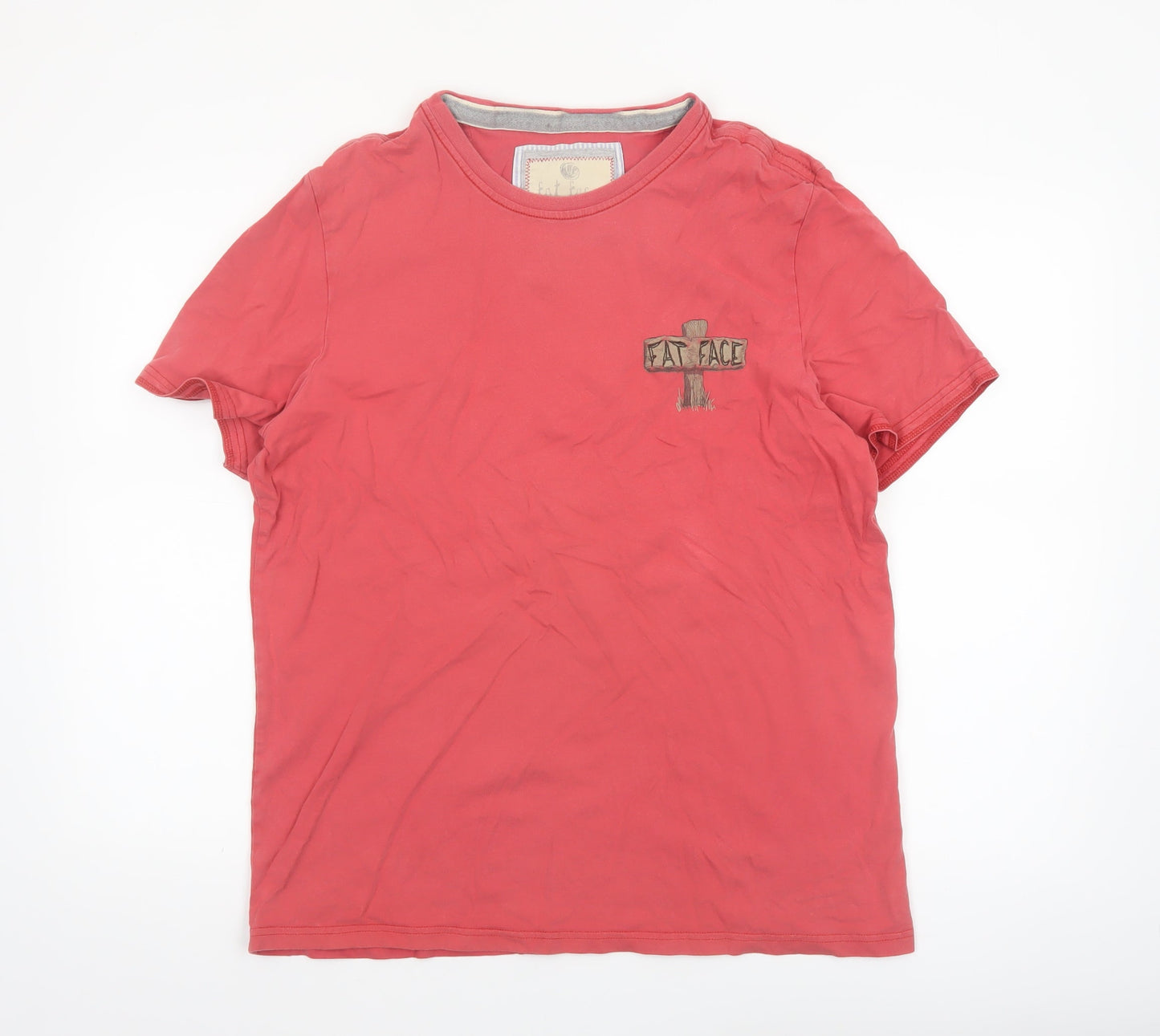 Fat Face Men's Red Graphic Cotton T-Shirt M Short Sleeve