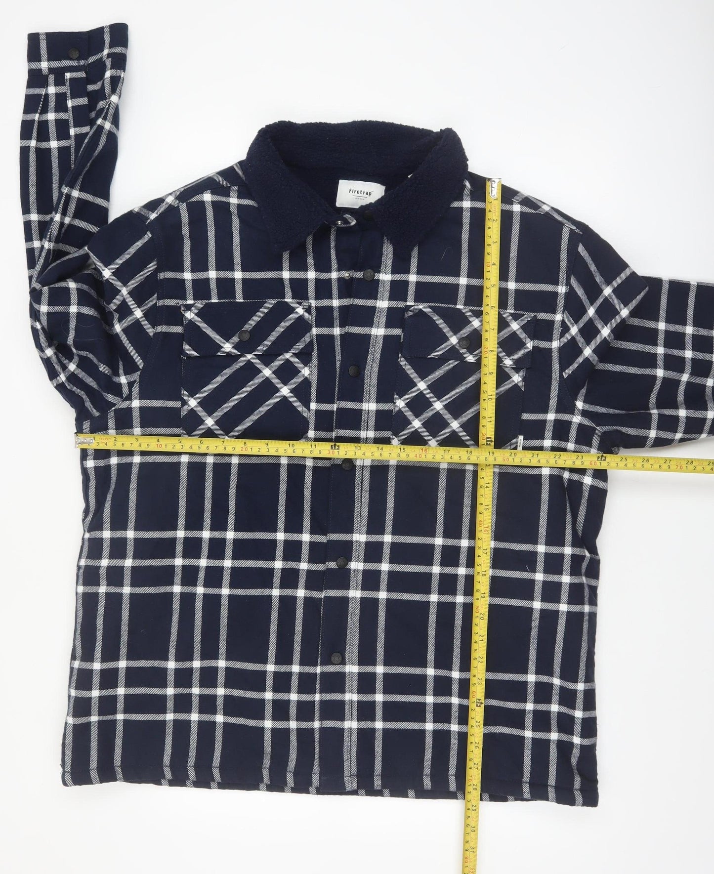 Firetrap Men's Blue Check Flannel Shirt Jacket XL