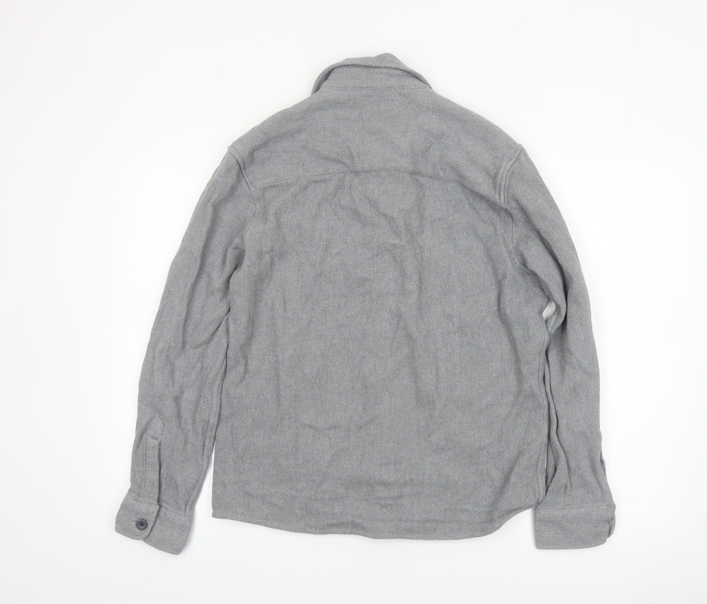 ZARA Women Grey Cotton Flannel Long Sleeve Button-Up Shirt Size 12