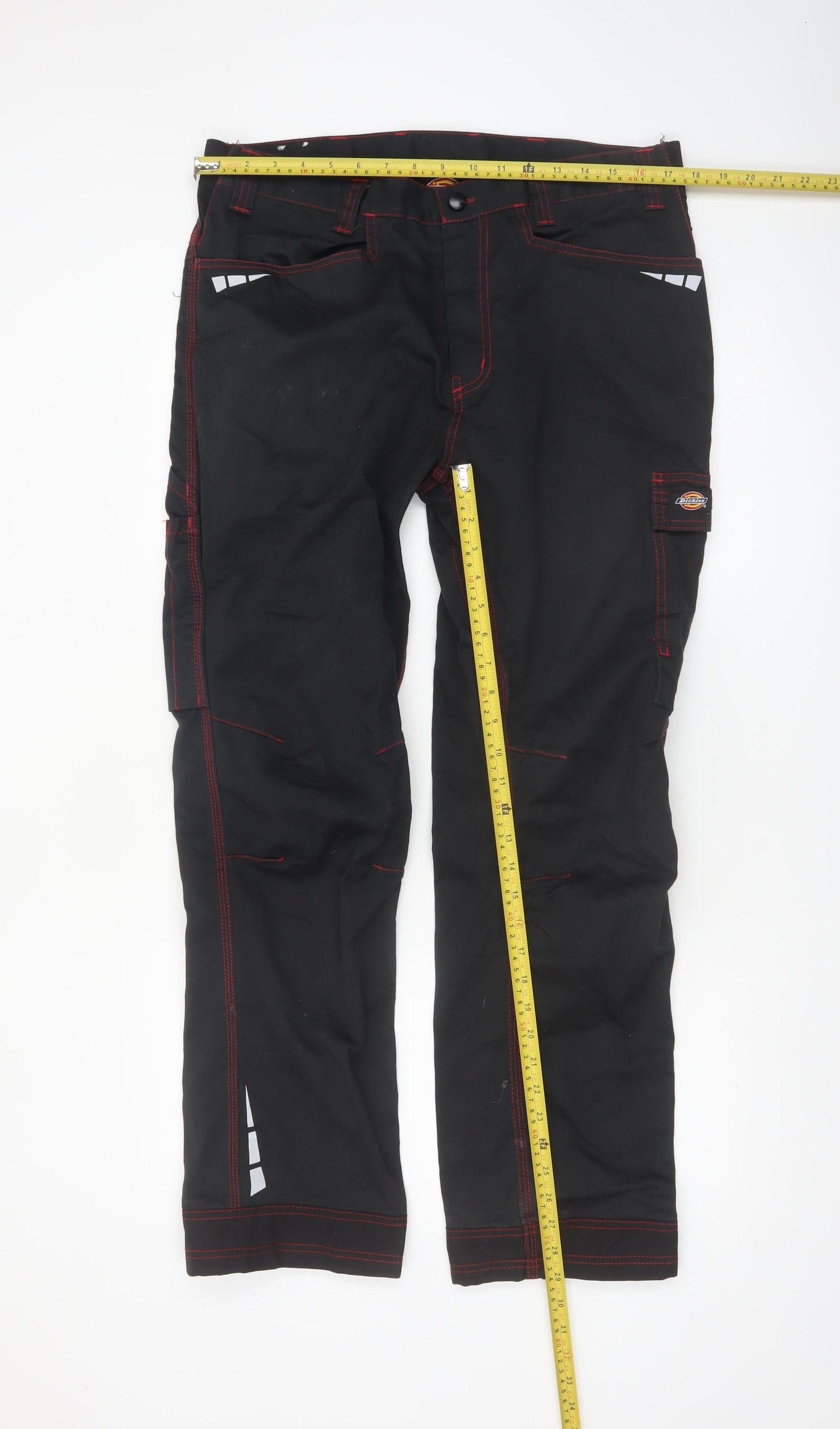 Dickies Men's Black Work Cargo Trousers 38R Cotton Blend