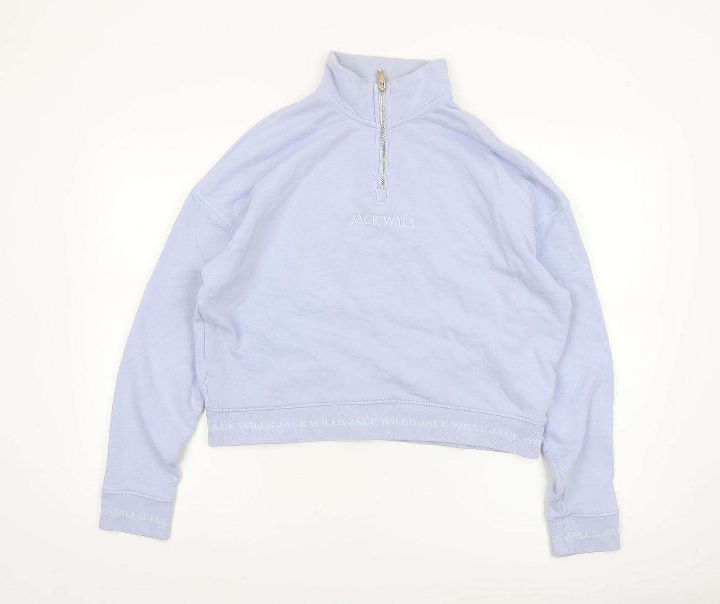 Jack Wills Women Lilac 1/4 Zip Pullover Sweatshirt UK 12