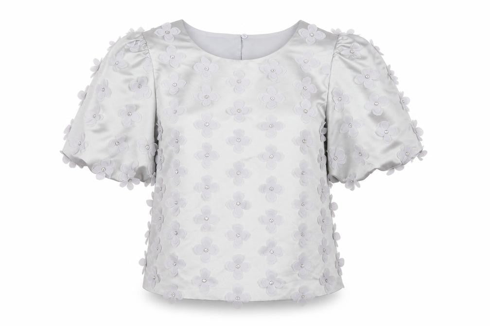 Marks & Spencer Women’s White Floral Embellished Satin Blouse Size 12