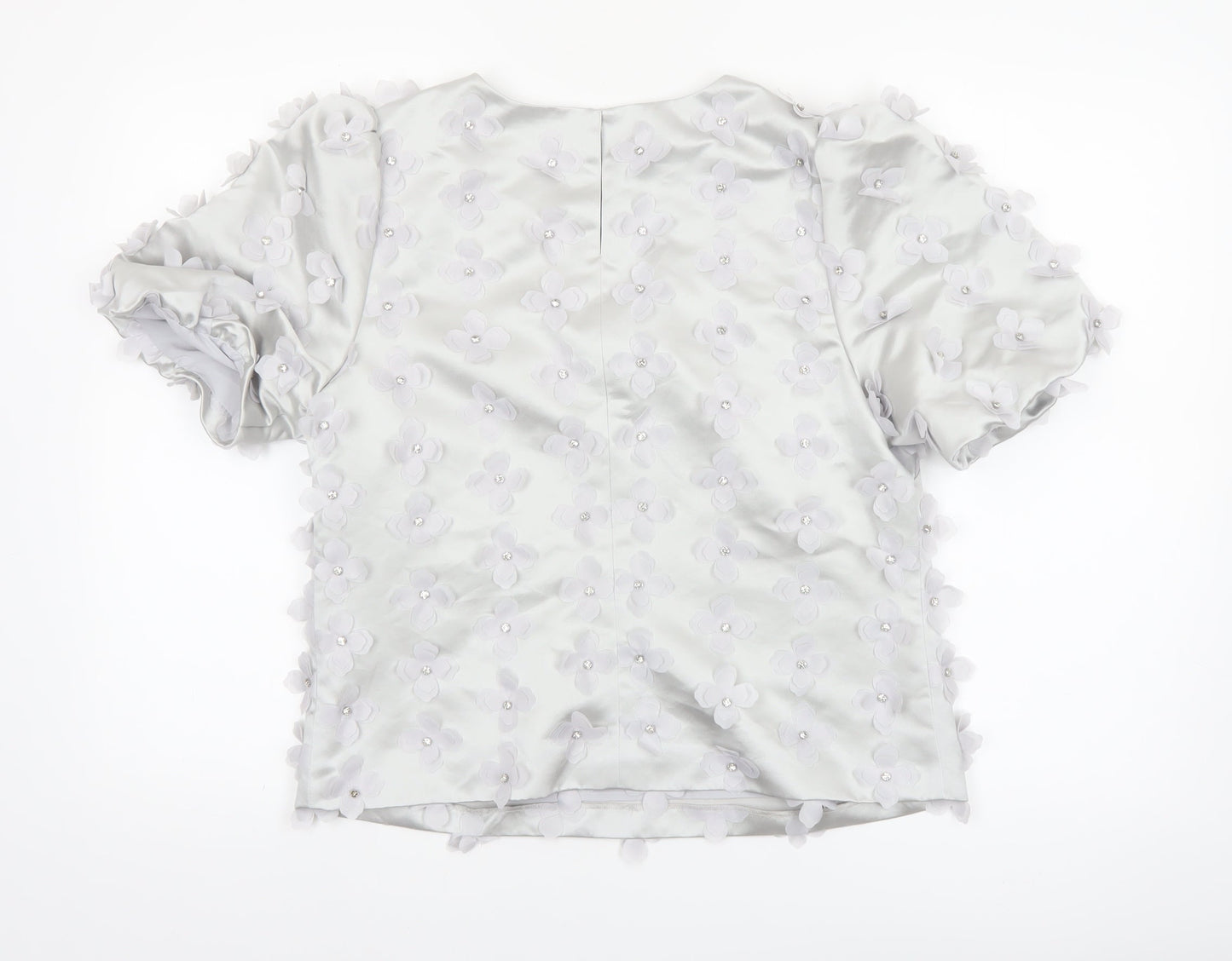Marks and Spencer Women’s White Floral Embellished Satin Blouse Size 12
