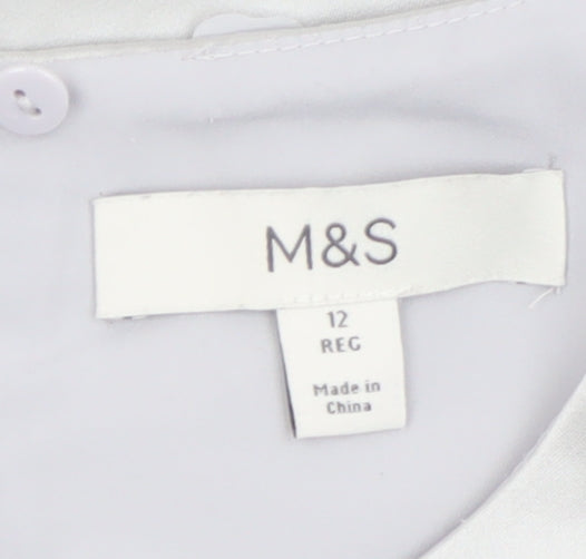 Marks and Spencer Women’s White Floral Embellished Satin Blouse Size 12