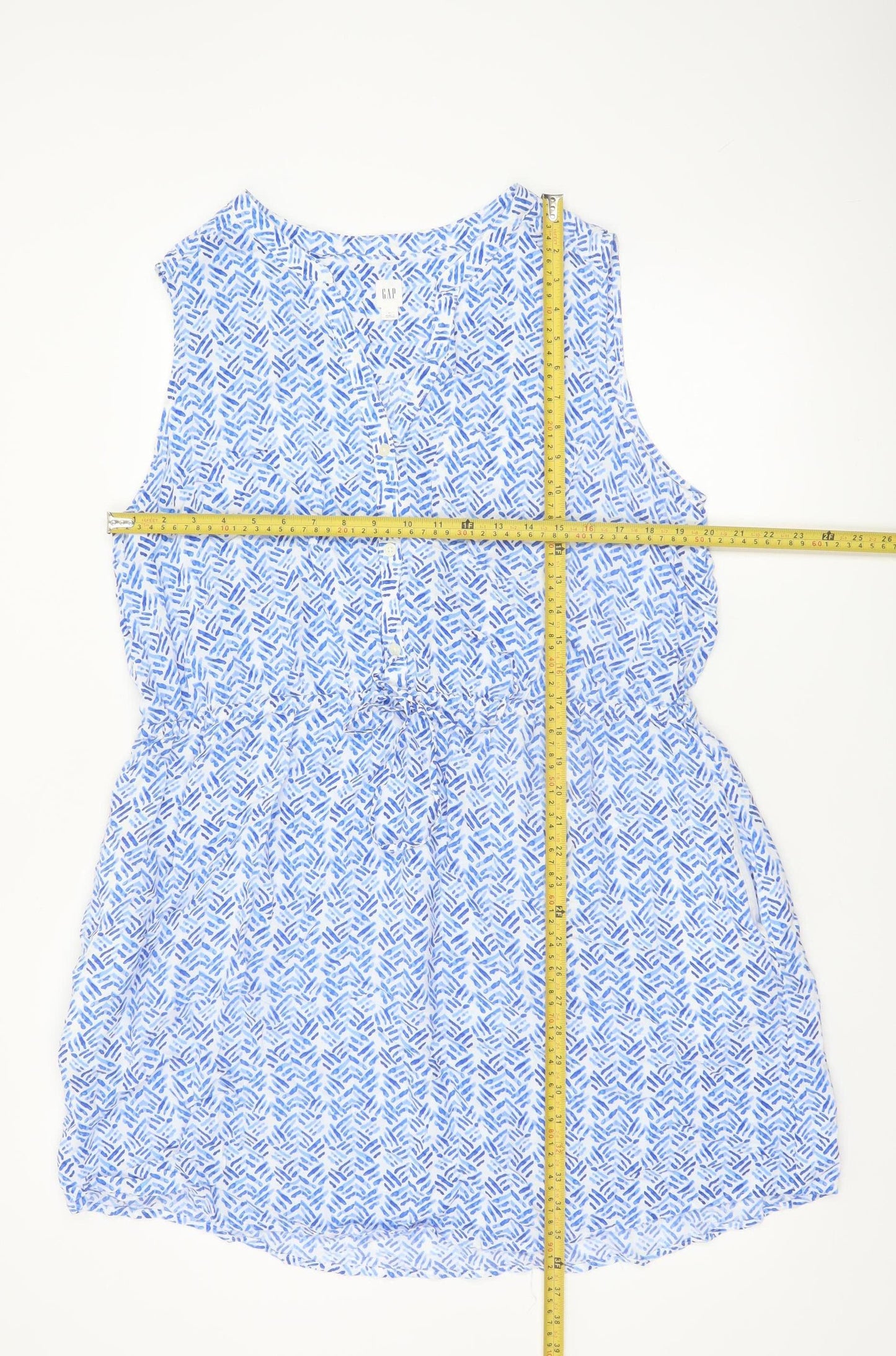 GAP Women Blue Geometric Sleeveless Shirt Dress XL Casual