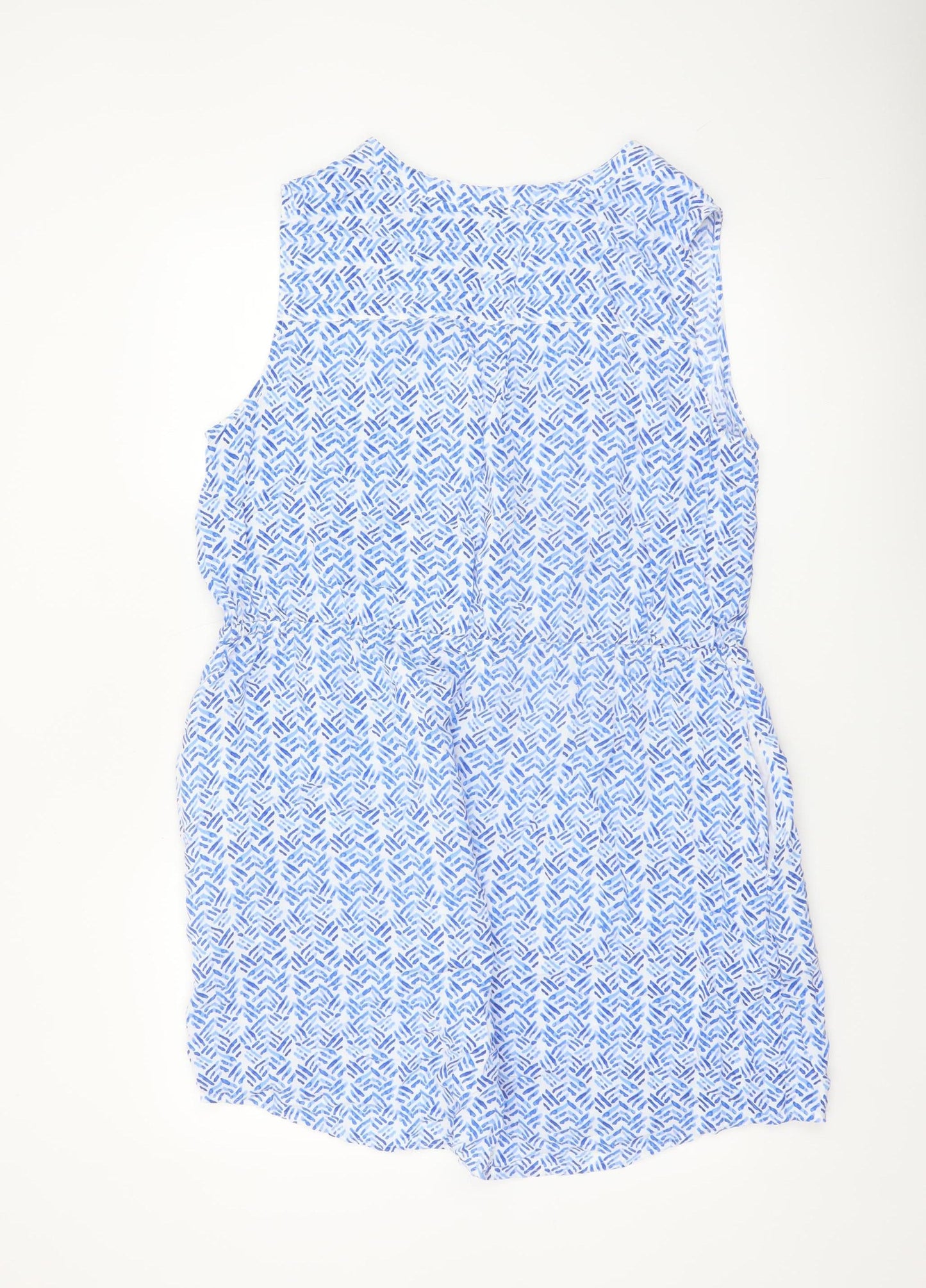 GAP Women Blue Geometric Sleeveless Shirt Dress XL Casual