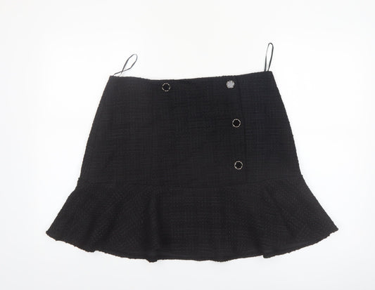 Phase Eight Women’s Black Tweed Button Trumpet Skirt UK 14