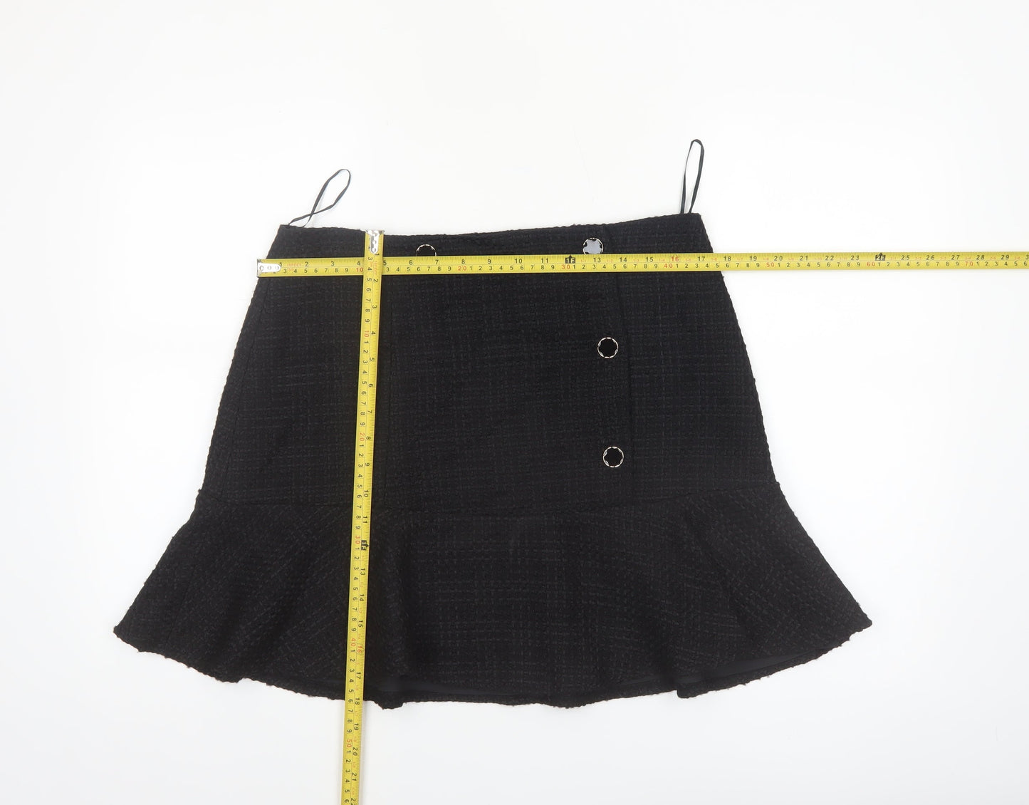 Phase Eight Women’s Black Tweed Button Trumpet Skirt UK 14