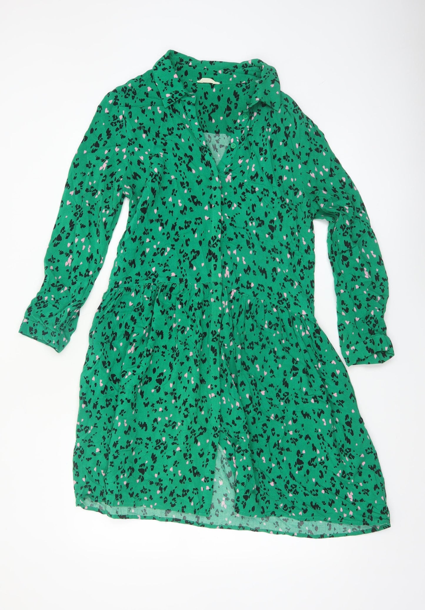 Hush Women's Green Animal Print Shirt Dress Size 6