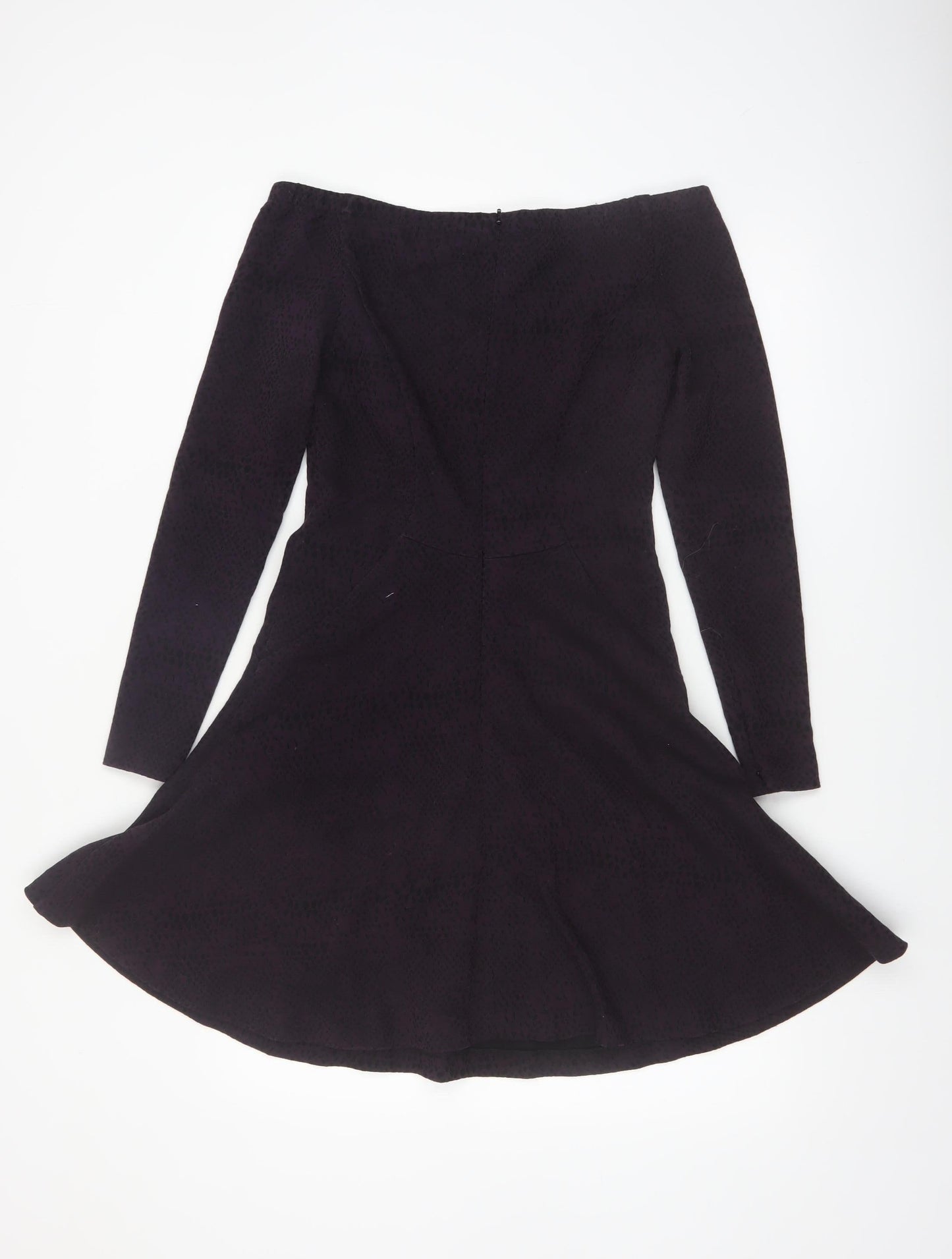 Reiss Womens Black Off Shoulder Fit & Flare Party Dress Size 12