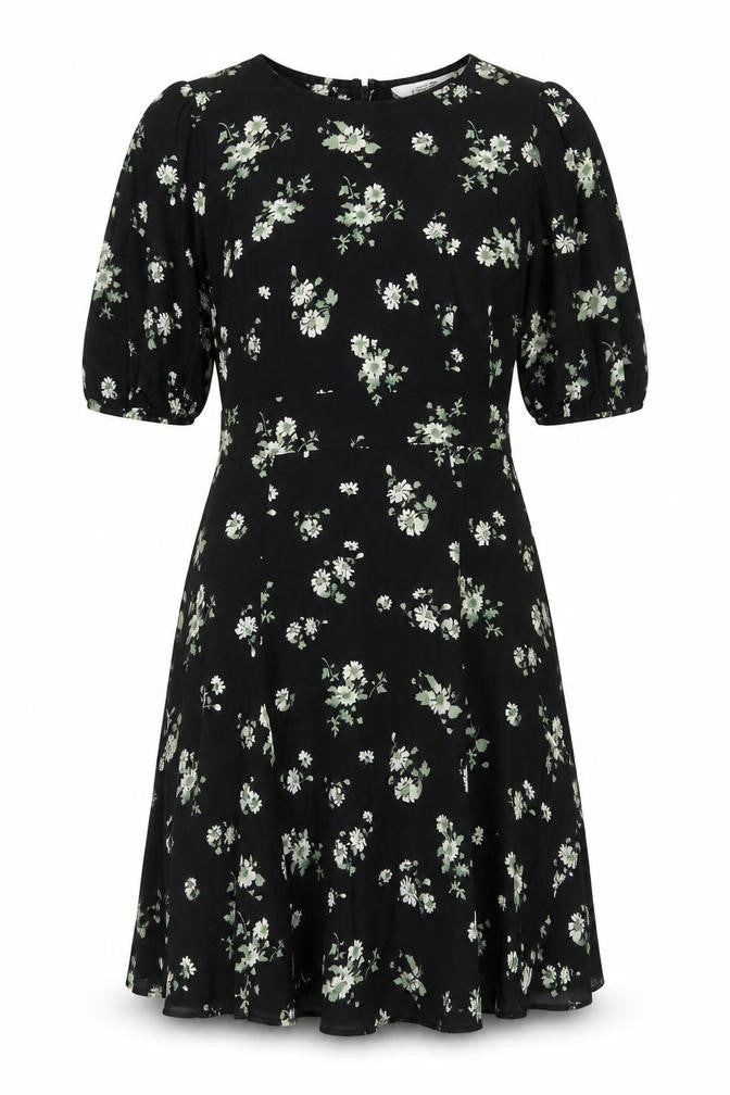 & Other Stories Women Black Floral A-Line Knee Dress Size 10