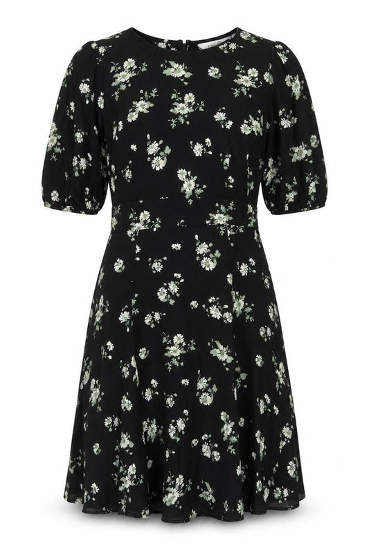 & Other Stories Women Black Floral A-Line Knee Dress Size 10