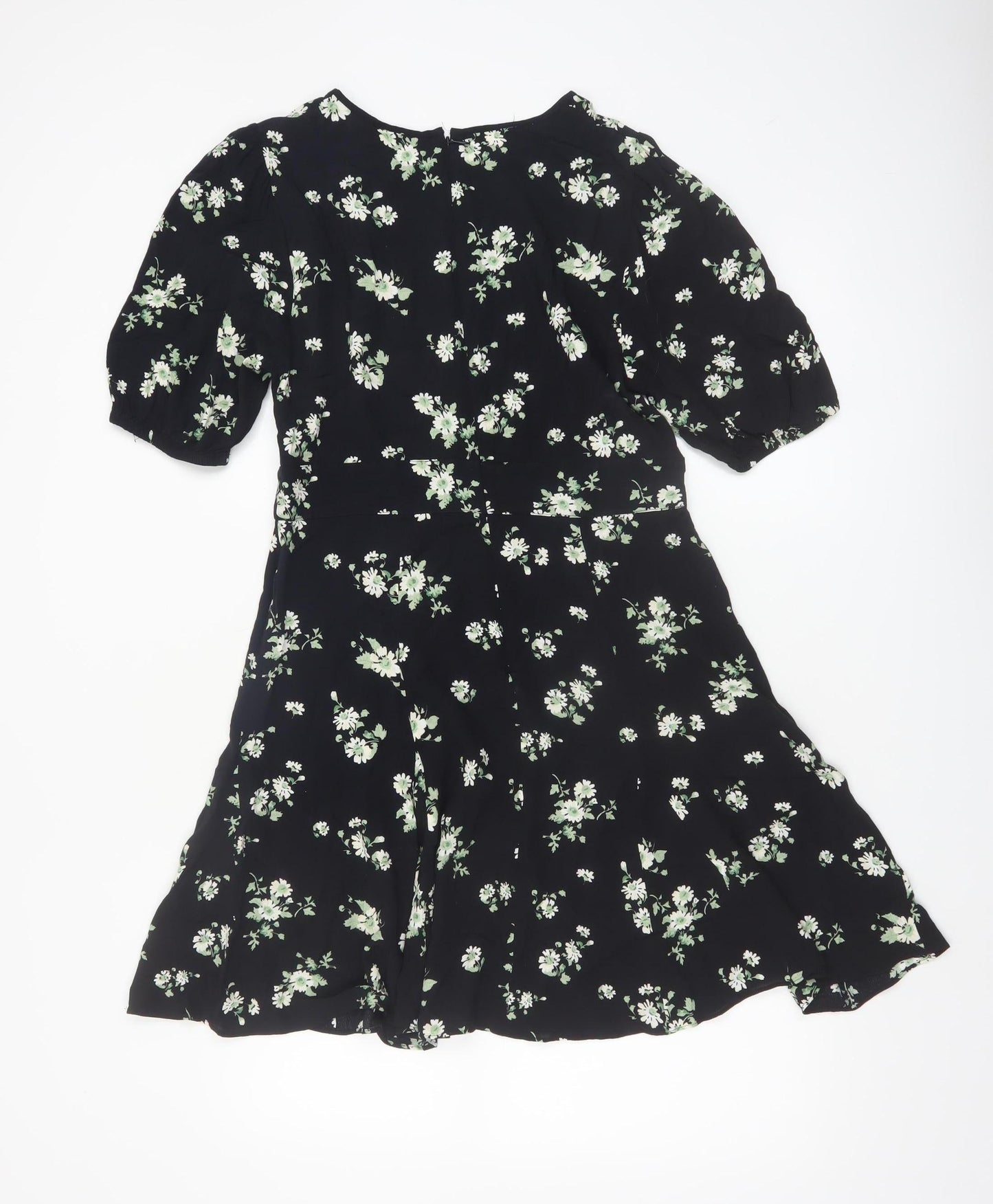 & Other Stories Women Black Floral A-Line Knee Dress Size 10