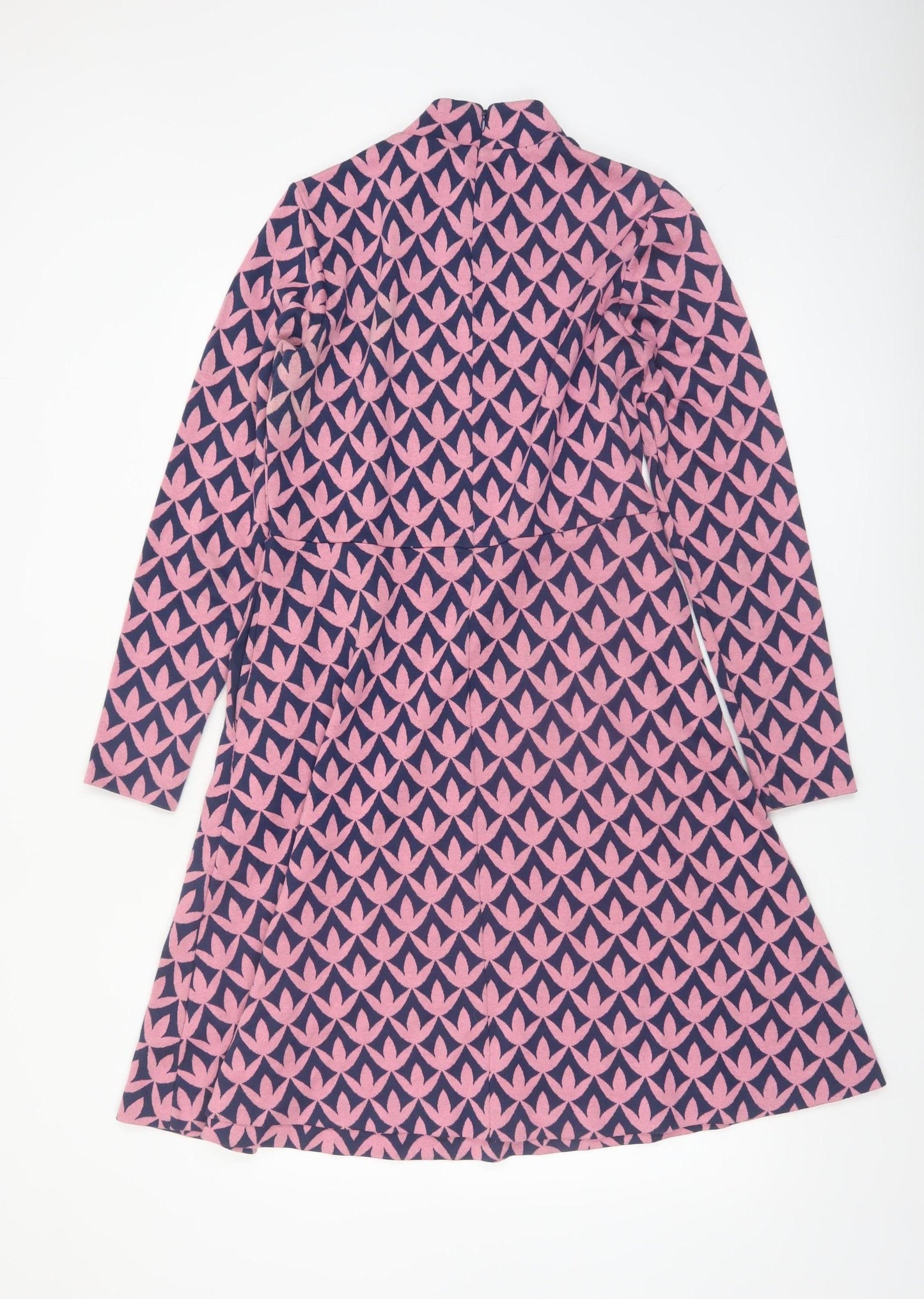 Boden Women’s Pink & Blue Geometric A-Line Dress UK 10L