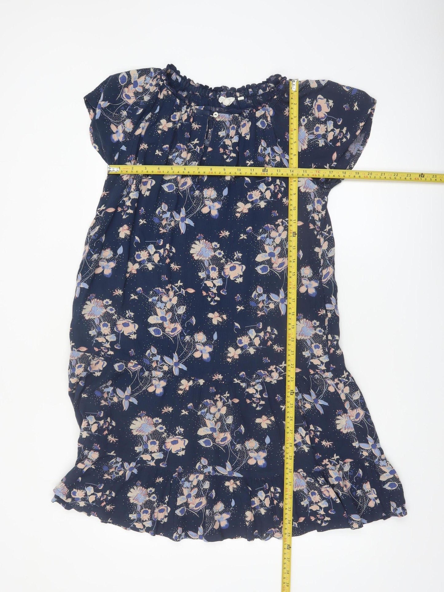Fat Face Women’s Blue Floral Short Sleeve Viscose Shift Dress Size 12