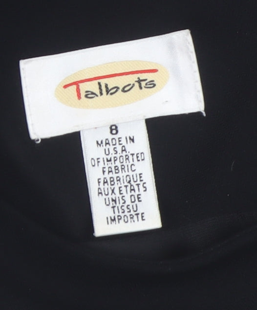 Talbots Women Black Floral Embroidered Sheath Dress Size 12