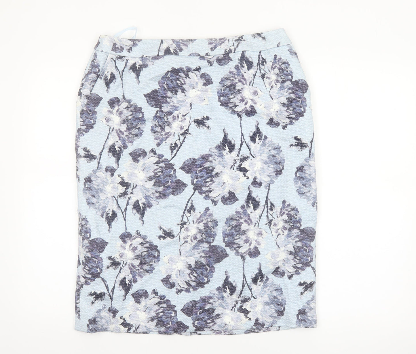 Eastex Women Blue Floral Cotton Pencil Skirt Size 12