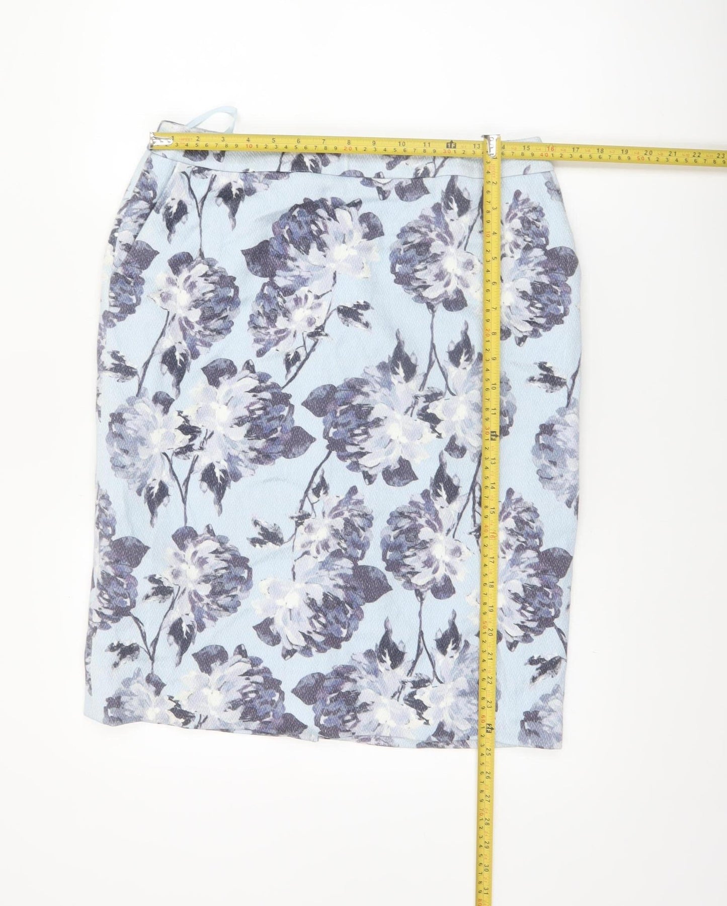 Eastex Women Blue Floral Cotton Pencil Skirt Size 12