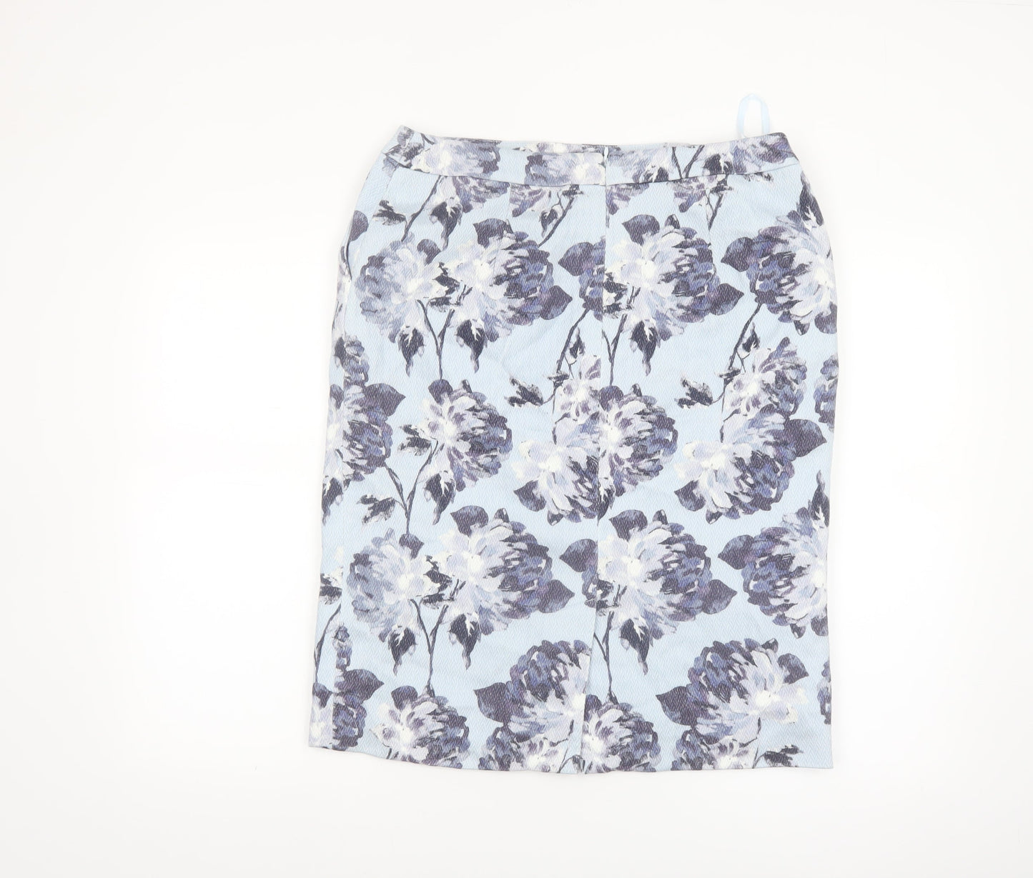 Eastex Women Blue Floral Cotton Pencil Skirt Size 12
