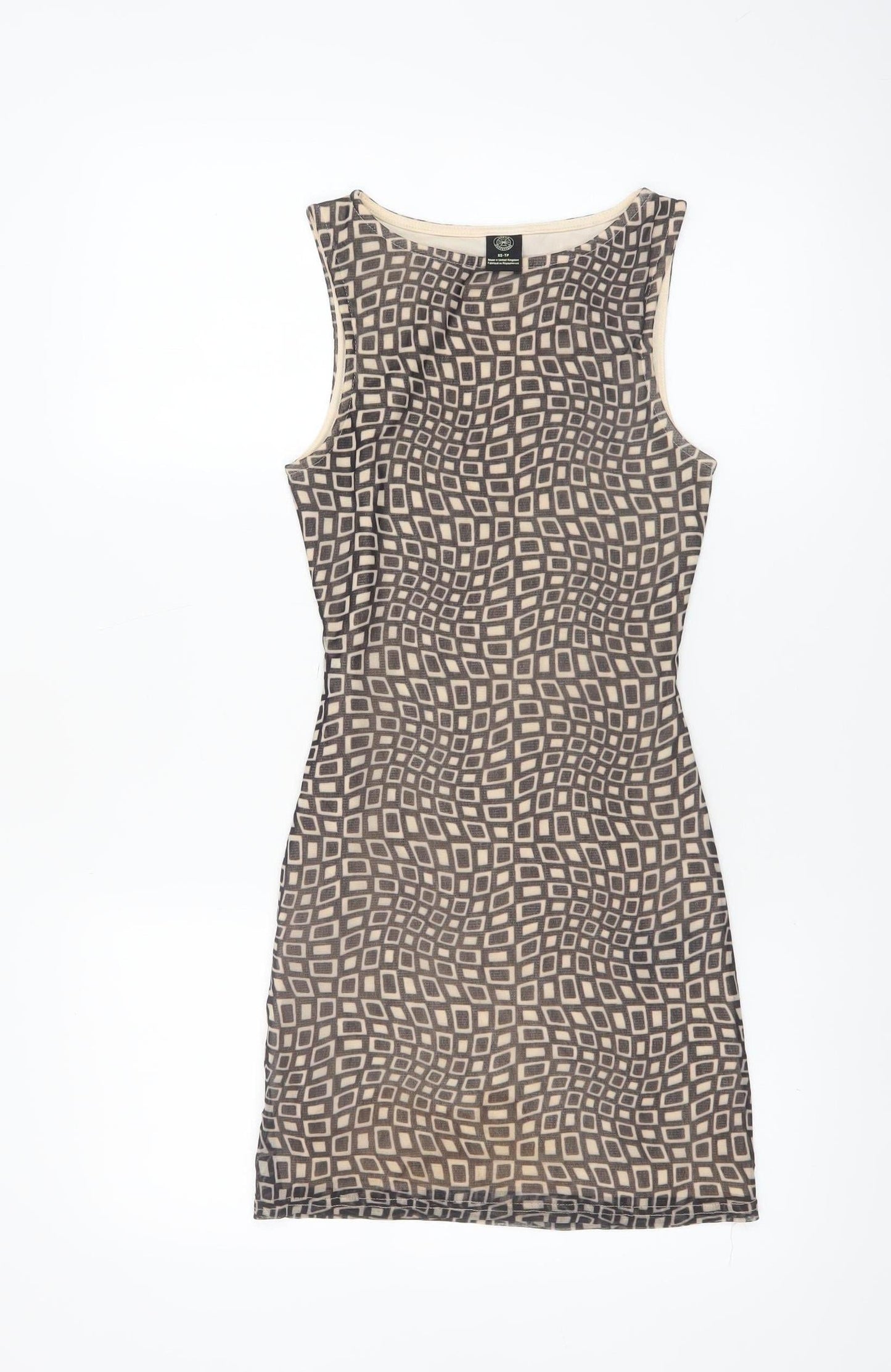 Urban Outfitters Women Beige XS Bodycon Geometric Short Dress