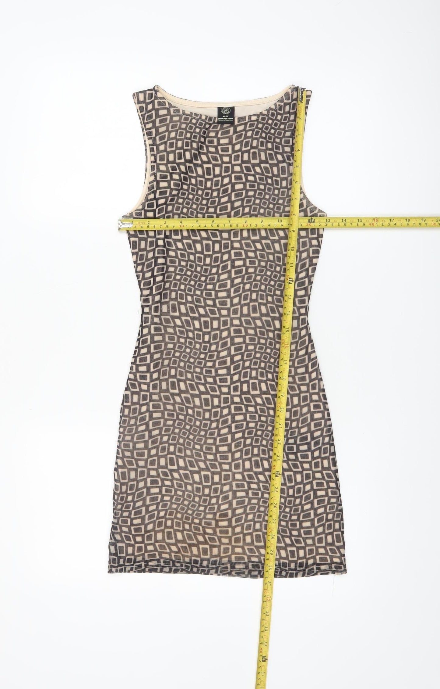 Urban Outfitters Women Beige XS Bodycon Geometric Short Dress