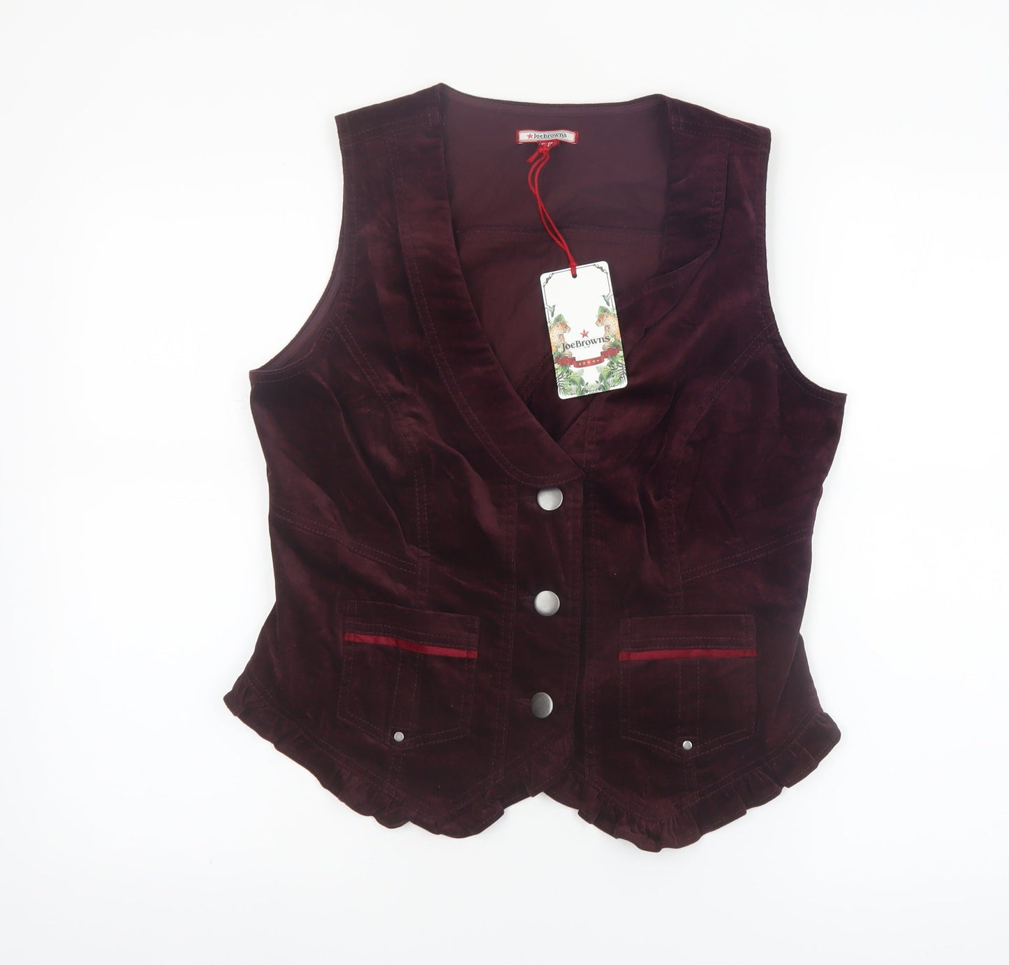 Joe Browns Women's Brown Velvet Sleeveless Vest Blouse UK 12