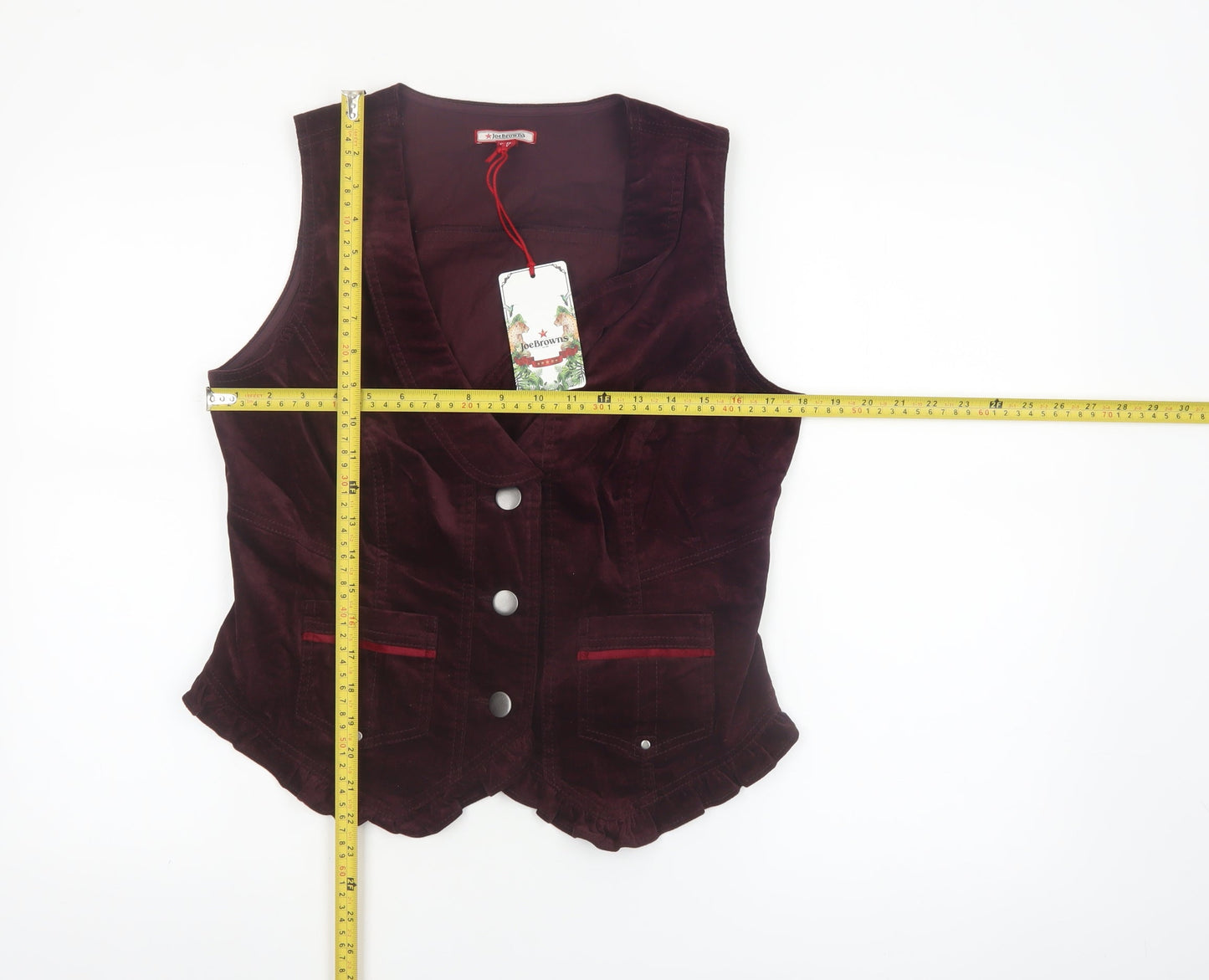 Joe Browns Women's Brown Velvet Sleeveless Vest Blouse UK 12