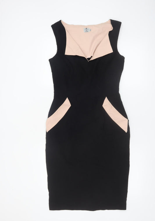 Diva Catwalk Women's Black Sheath Dress Size S Knee Length Sleeveless