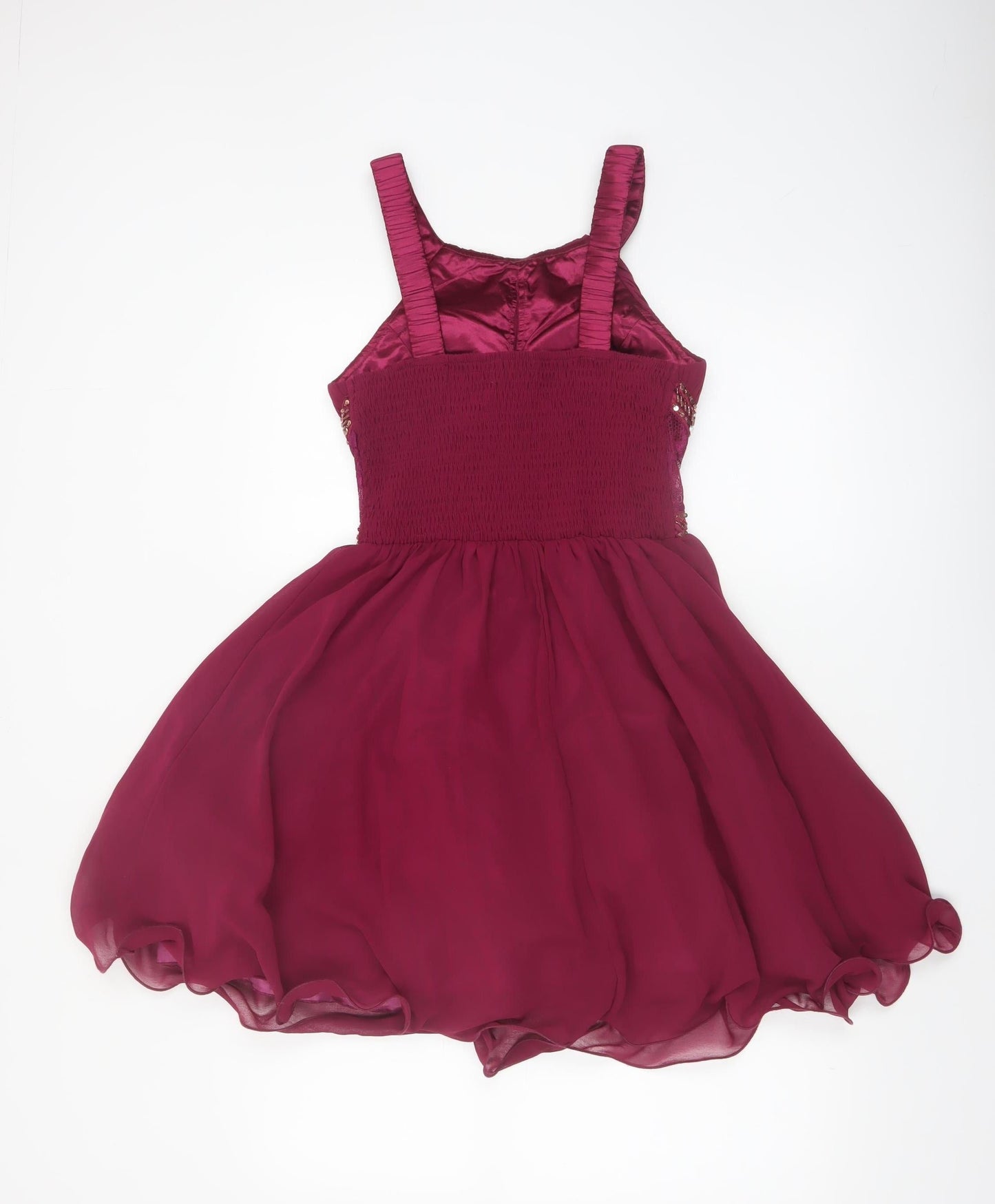 Little Mistress Women's Red Halter Beaded A-Line Chiffon Dress UK 10