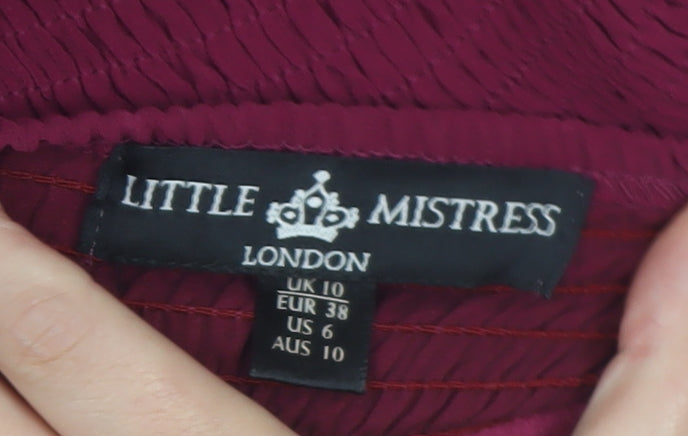 Little Mistress Women's Red Halter Beaded A-Line Chiffon Dress UK 10