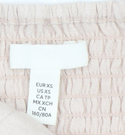H&M Women Beige Spaghetti Strap Camisole Crop Top XS