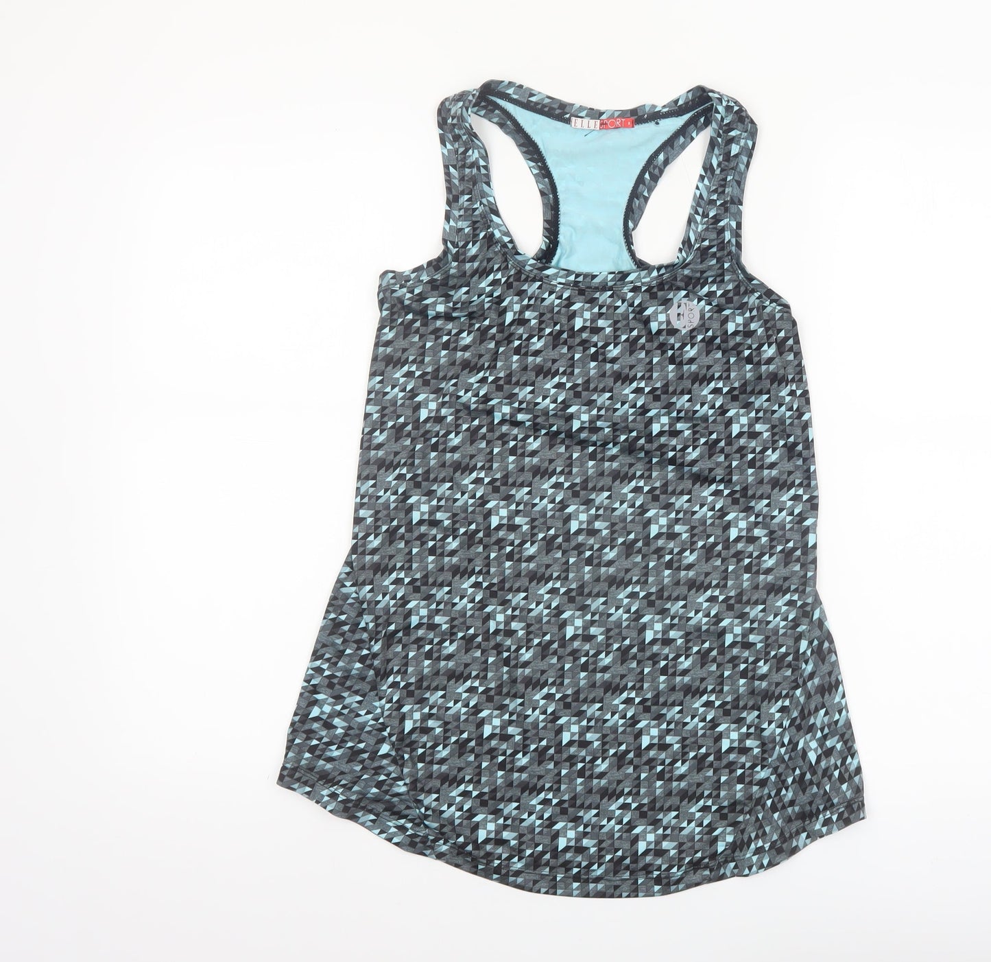 Elle Sport Women's Blue Geometric Racerback Tank Top Size 10
