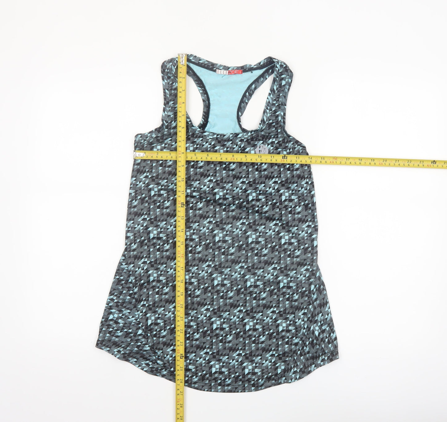 Elle Sport Women's Blue Geometric Racerback Tank Top Size 10