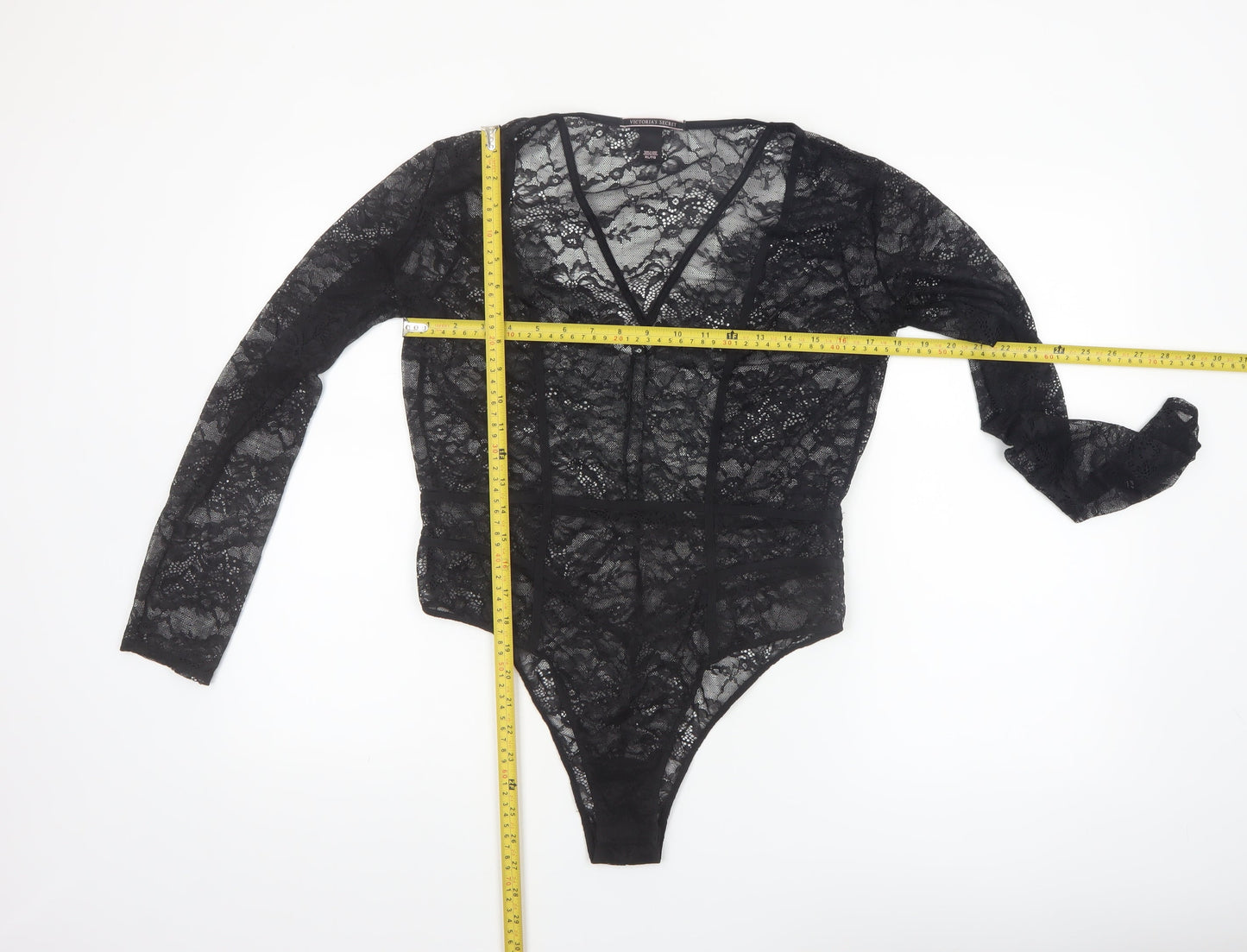 Victoria's Secret Women's Black Lace Long Sleeve Bodysuit XL