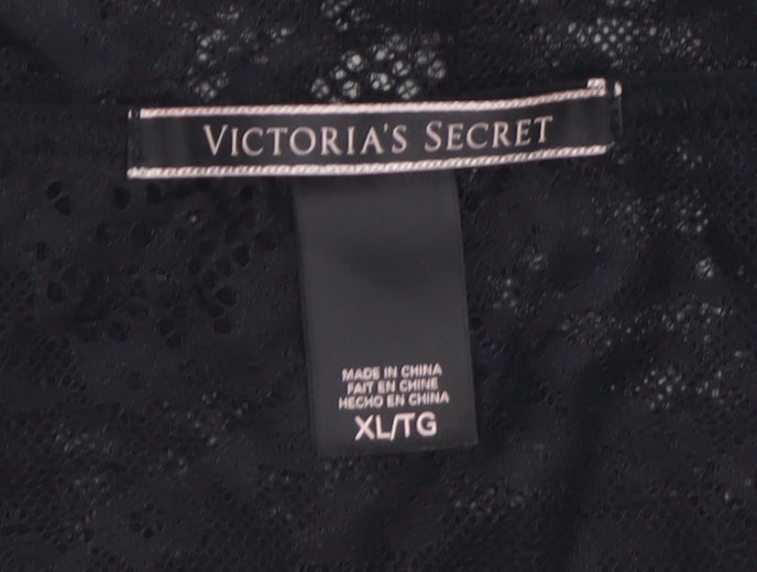 Victoria's Secret Women's Black Lace Long Sleeve Bodysuit XL