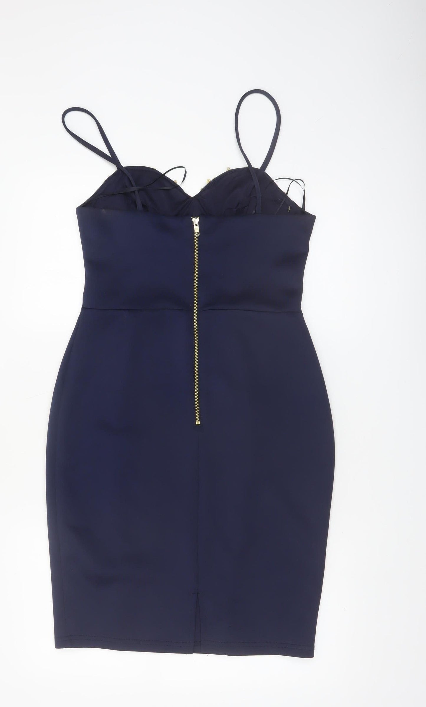 Lipsy London Women Navy Bodycon Dress UK 12 Lace Detail