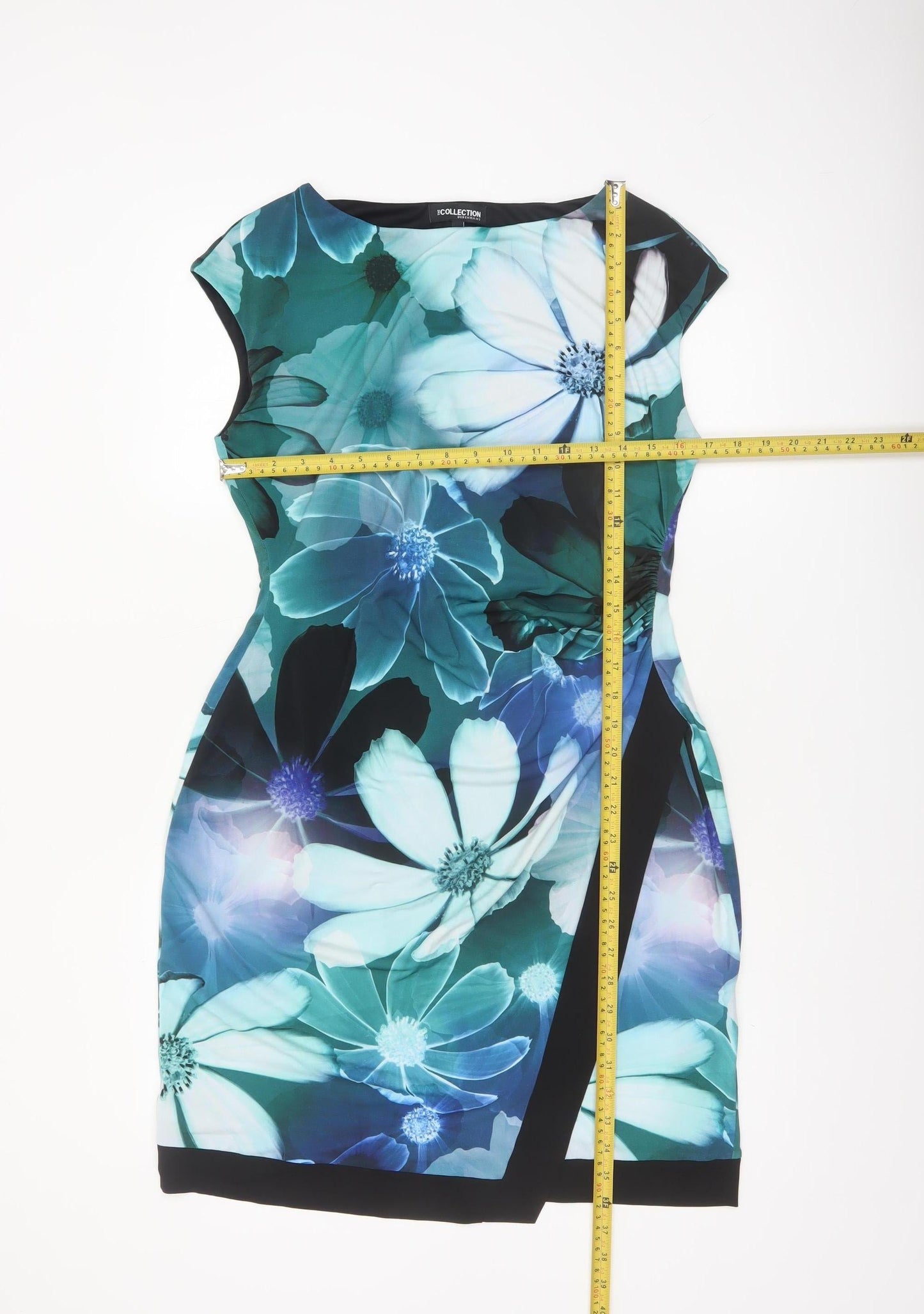 Debenhams Women’s Blue Floral Bodycon Dress Size 14 Sleeveless
