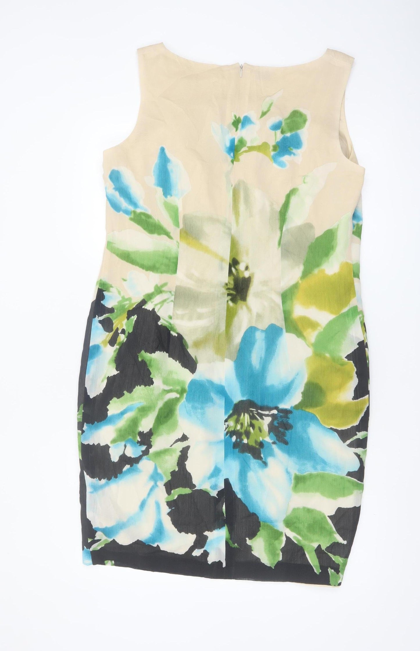 Minuet Petite Women’s Beige Floral Sheath Dress Size 18 Silk Wool