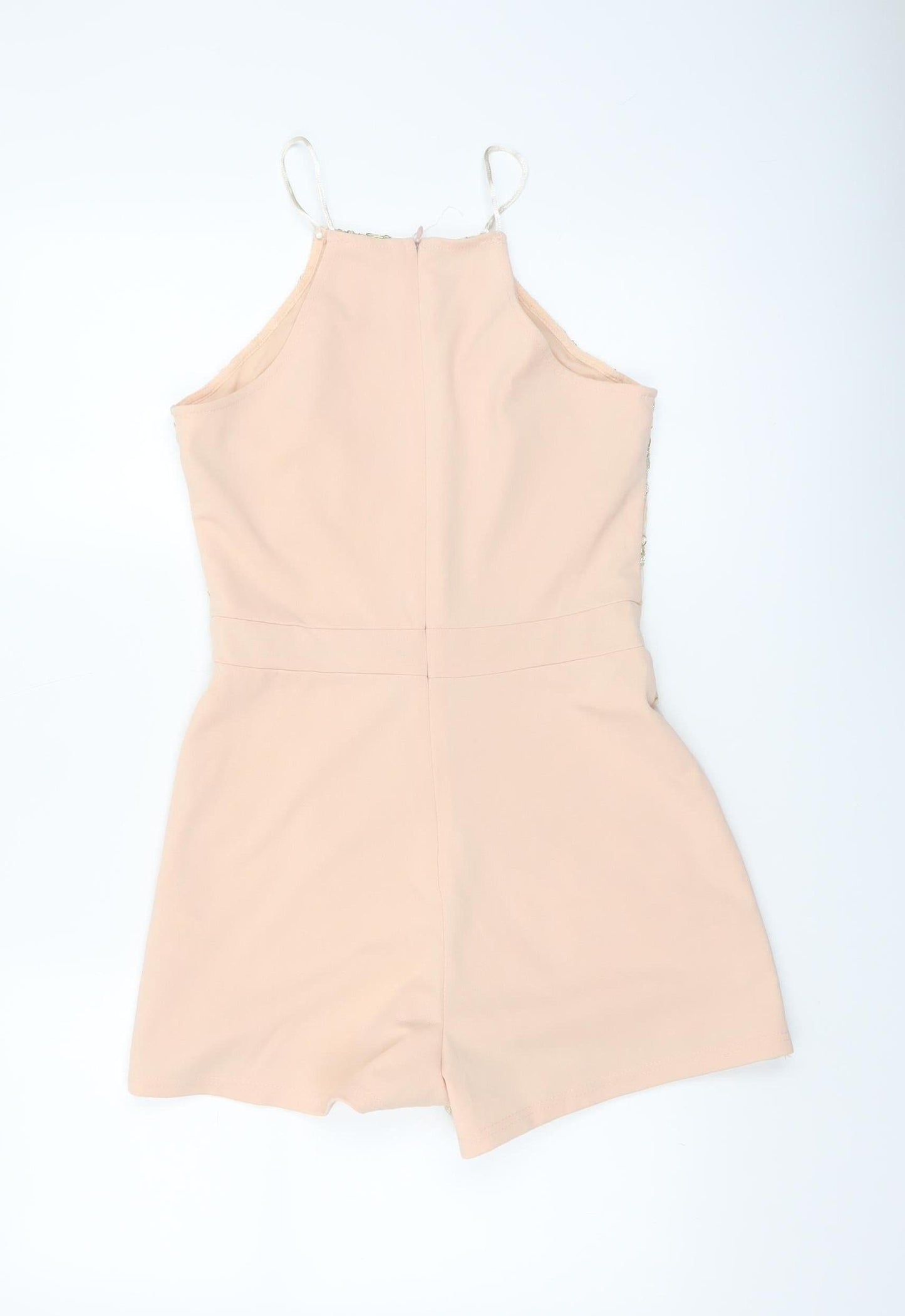 Parisian Women Beige Embroidered Halter Playsuit Size 10